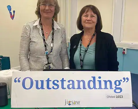 Jigsaw team receiving Outstanding Ofsted award.